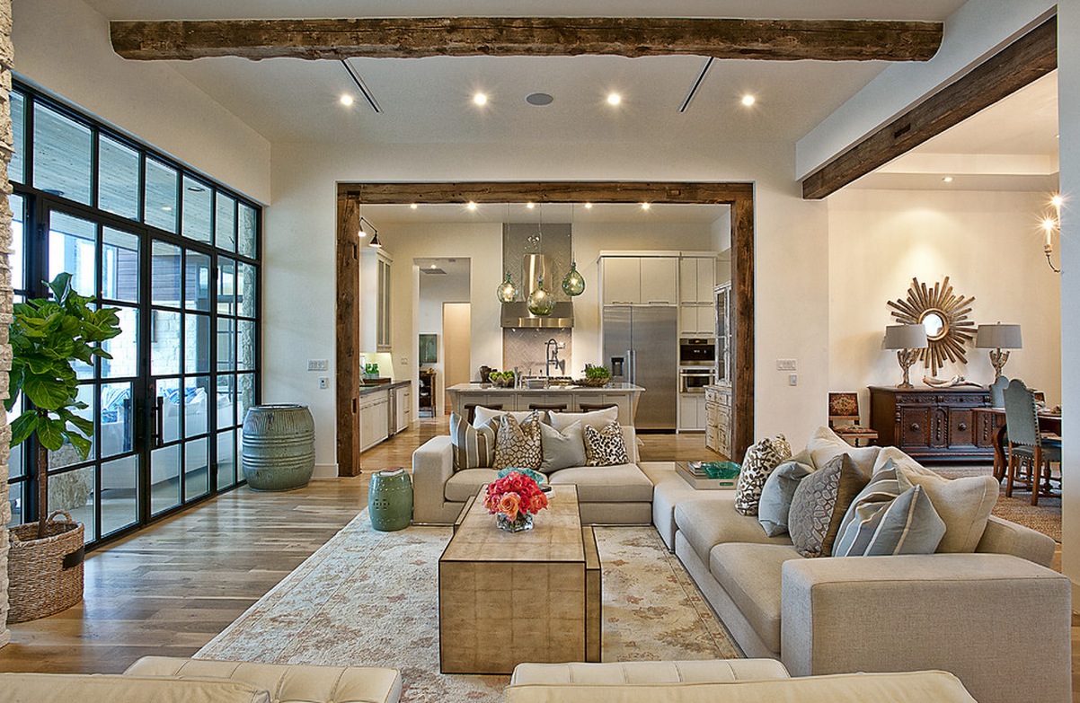Perfect laser leveled floor installation spanning smoothly across a modernized custom interior remodeling layout.